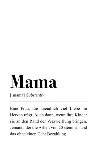 Definition Print Typo Gift A3 or A4 Definition Nursery Mama Family Illustration German Printed poster