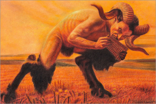 Poster A faun playing the flute