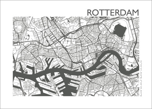 Poster City map of Rotterdam