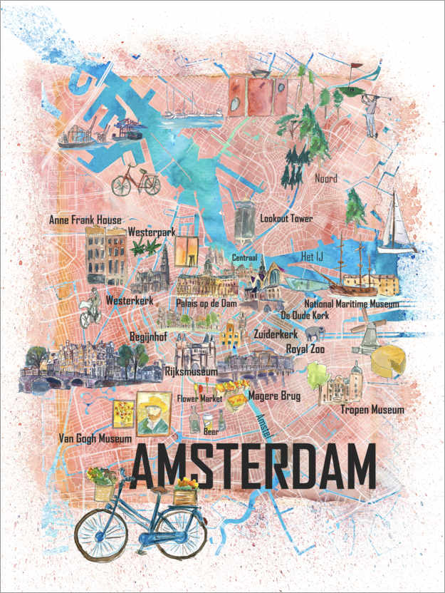 Poster Amsterdam city map