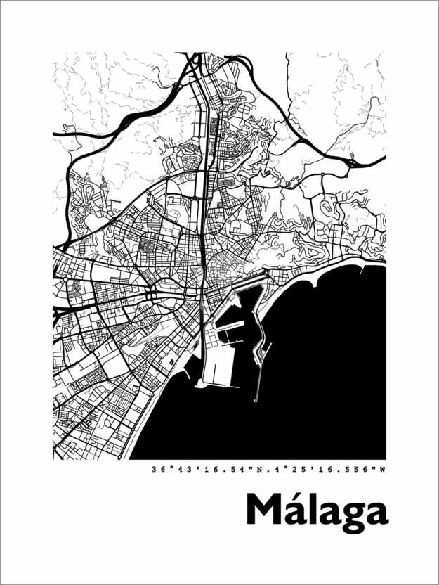 Poster City map of Malaga