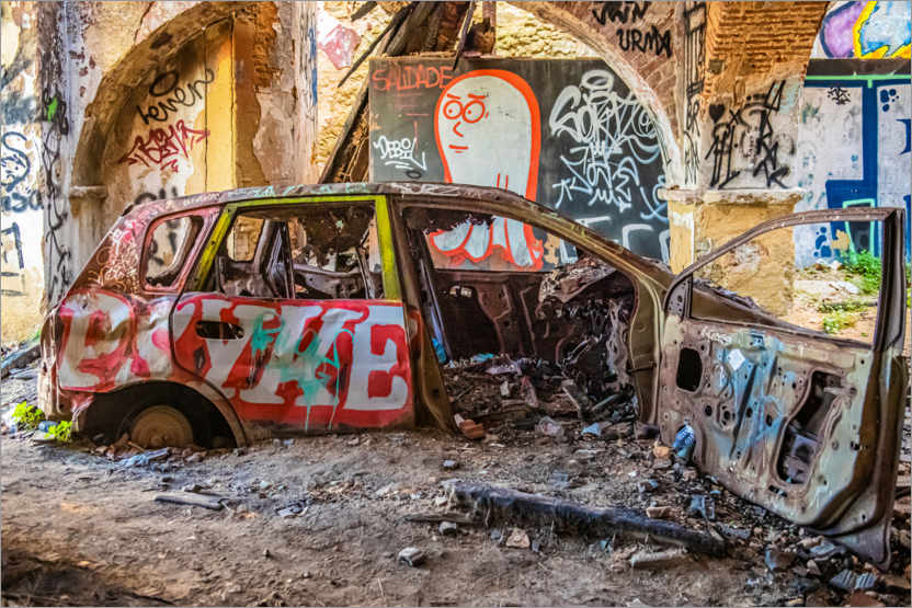 Poster Graffiti car wreck