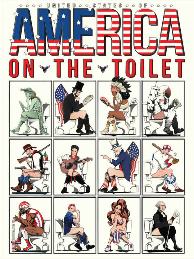 Poster America on the toilet