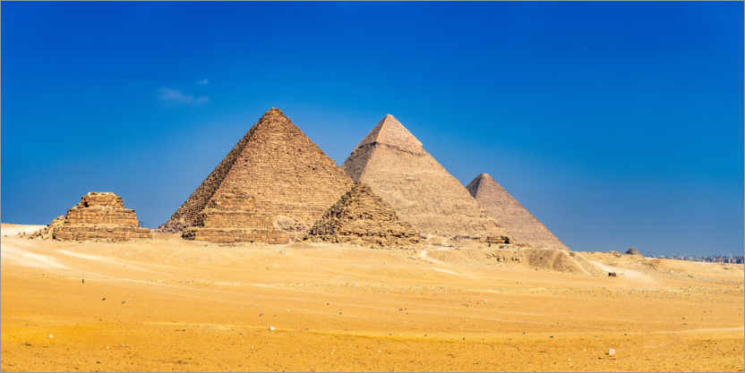 Poster Pyramids of Cheops, Chephren and Mykerinos, Giza