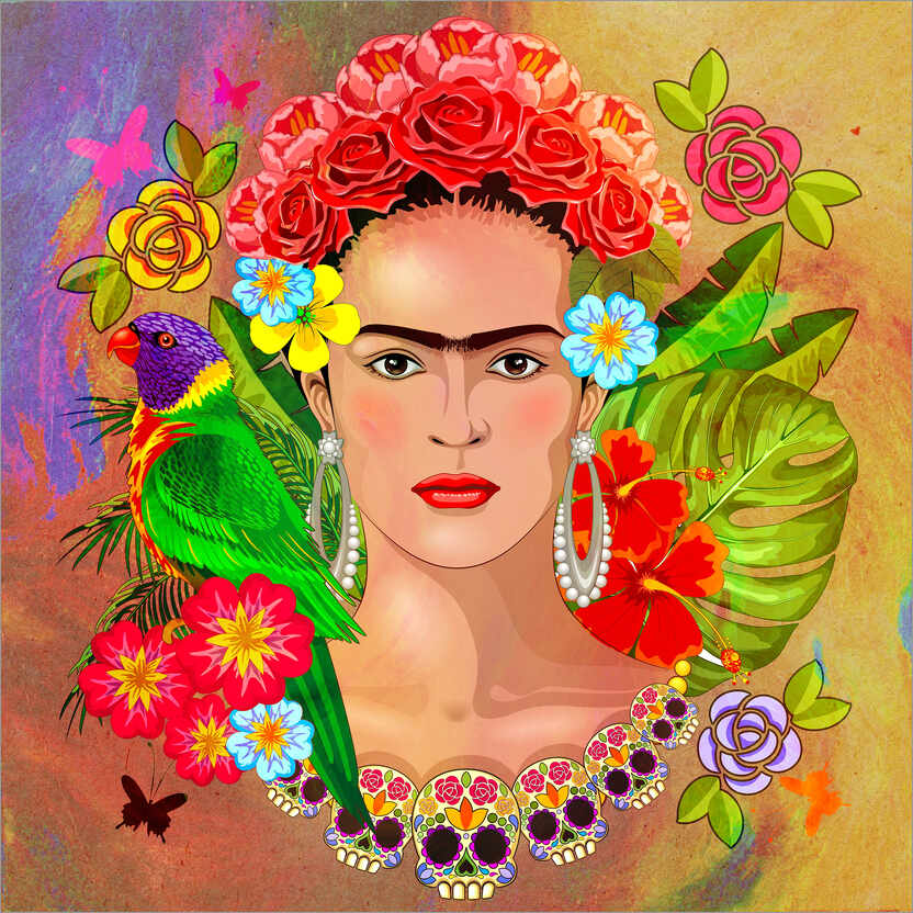 Poster Frida Kahlo flower collage