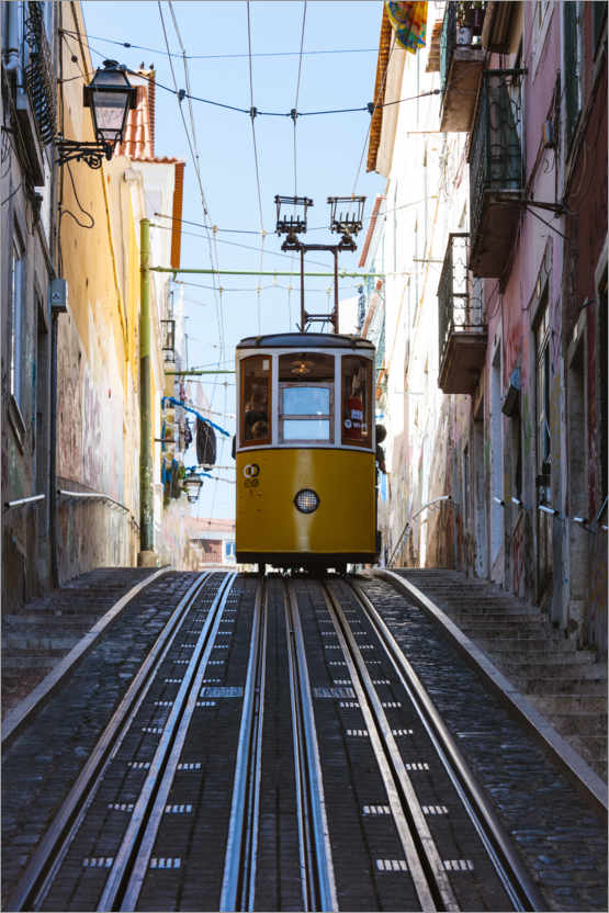 Poster Yellow cable car in Lisbon