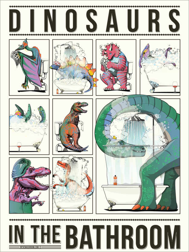 Poster Dinosaurs in the Bathroom