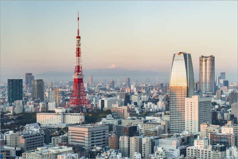 Poster Tokyo skyline with Tokyo Tower and Mount Fuji