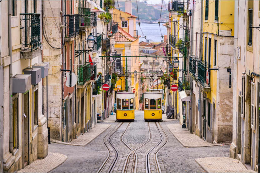 Poster Historical funicular in Lisbon, Portugal
