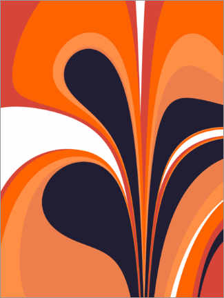 Wall sticker  Abstract in fiery orange and navy blue - apricot and birch