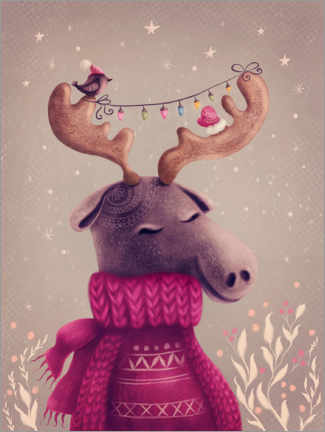 Canvas print  Sweet Christmas elk - Elena Schweitzer