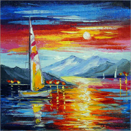 Poster Sailboat at sunset