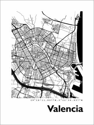 Canvas print  Valencia map - 44spaces