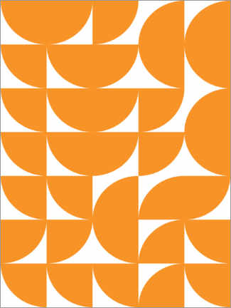 Acrylic print  Geometry orange - apricot and birch
