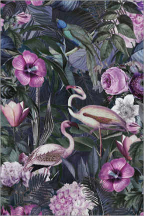 Acrylic print  Flamingos in the dark jungle - Andrea Haase