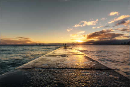 Foam board print  Jetty by the ocean at sunset, Hawaii - Road To Aloha