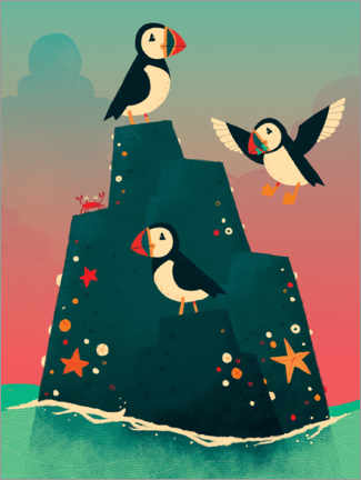 Poster An island full of puffins