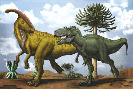 Wall sticker  Parasaurolophus versus Gorgosaurus - Aram Papazyan
