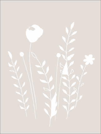 Poster Scandi flowers and leaves 1