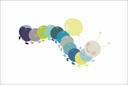 Canvas print  Very happy caterpillar with balloon - Jaysanstudio