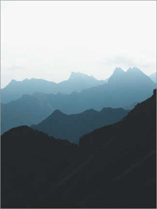 Poster Blue mountain peaks in the Alps