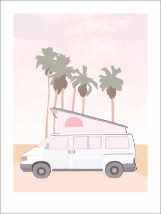 Poster Pink Beach Van