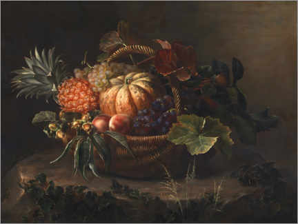 Gallery print  A fruit basket on a stump - Johan Laurentz Jensen
