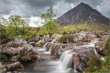 Poster Waterfall in Glen Etive, Highlands, Scotland