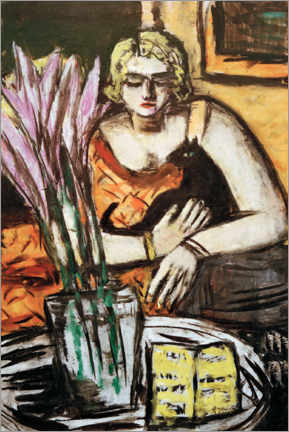 Canvas print  Woman with cat - Max Beckmann