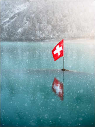 Acrylic print  Swiss flag in the Oeschinensee - Marcel Gross