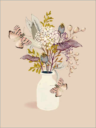 Poster Floral with butterflies IV
