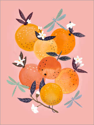 Poster 7 oranges and 3 dragonflies