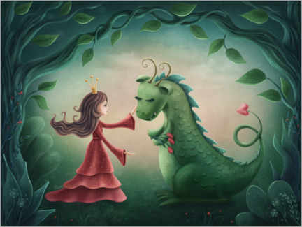 Wall sticker  Girl with little dragon - Elena Schweitzer