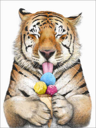 Poster Tiger with ice cream