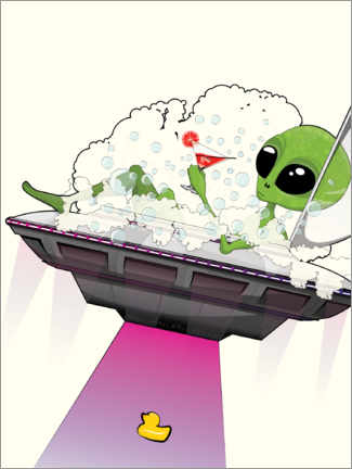 Wall sticker  Alien in the UFO bathtub - Wyatt9