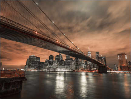 Poster Brooklyn Bridge at dusk