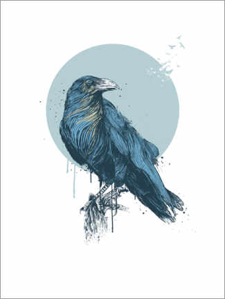 Wood print  Blue Crow - Balazs Solti