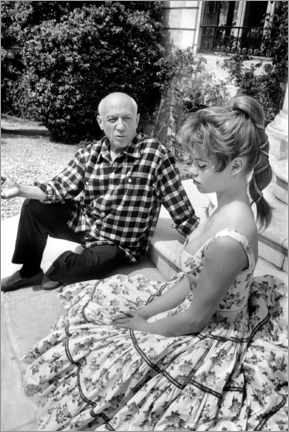 Wood print  Brigitte Bardot and Pablo Picasso, 1956