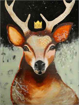 Wood print  Nature calls the deer - Micki Wilde