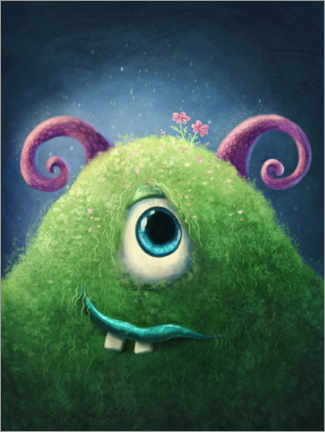 Poster  Little, green Monster - Elena Schweitzer