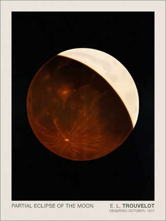 Wall sticker  Partial Eclipse of the Moon, Astronomical Drawing - Étienne Léopold Trouvelot