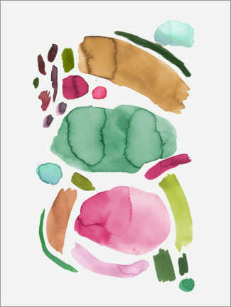Poster  Abstract Minimal Pink Green - Ninola Design