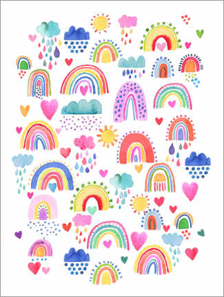 Wall sticker  Lovely Happy Rainbows Sun Colourful - Ninola Design