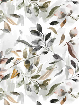 Poster  Botanical Leaves, Neutral Gray - Ninola Design