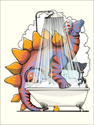 Poster Dinosaur Stegosaurus in the Bath