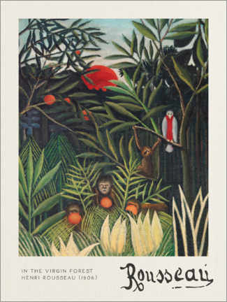 Aluminium print  Monkeys &amp; Parrot (In the Virgin Forest) - Henri Rousseau