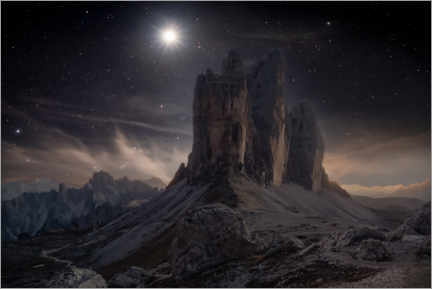 Acrylic print  Nightfall at Tre Cime di Lavaredo, Dolomites - Steve Berkley