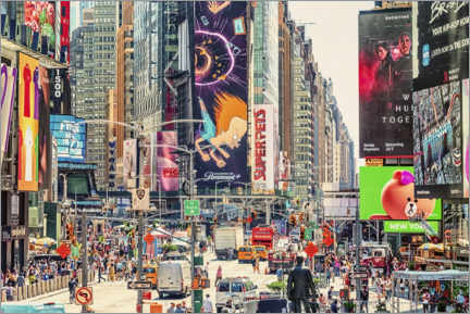 Wood print  Times Square, Billboard Paradise - Manjik Pictures