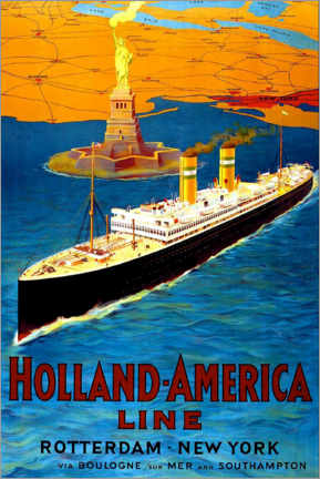 Poster Holland America Line - Rotterdam to New York