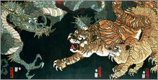 Wall sticker  A dragon and two tigers - Utagawa Sadahide